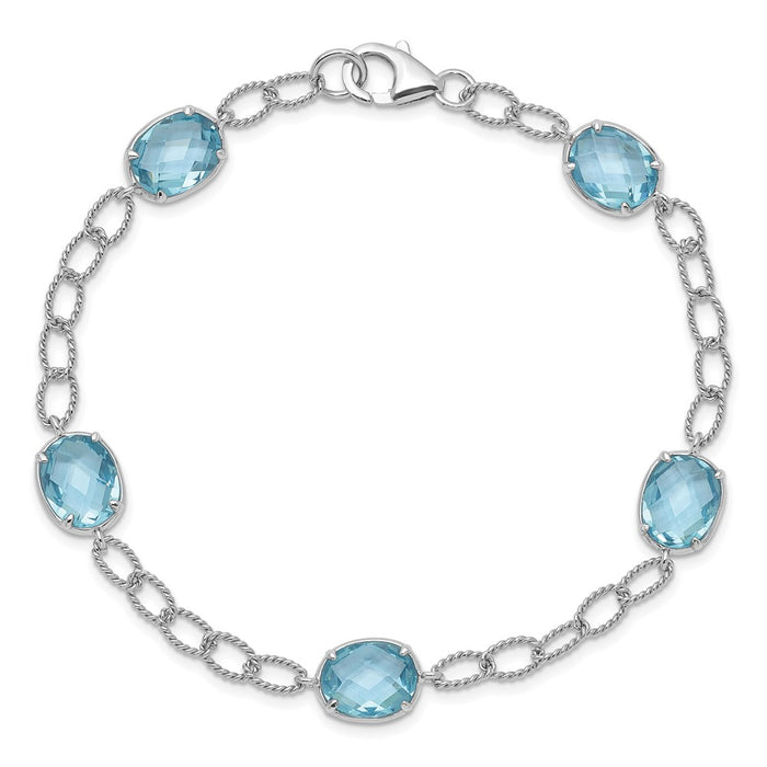 Buy Stylish Rhodium-Plated Sterling Silver Bracelet | Aqua Blue CZ Accents-4