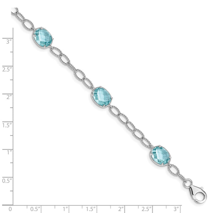 Buy Stylish Rhodium-Plated Sterling Silver Bracelet | Aqua Blue CZ Accents-3