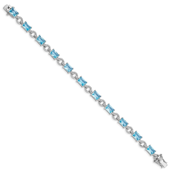 Shop Stylish Rhodium-Plated Sterling Silver Bracelet, 7.5in, with CZ Accents-2