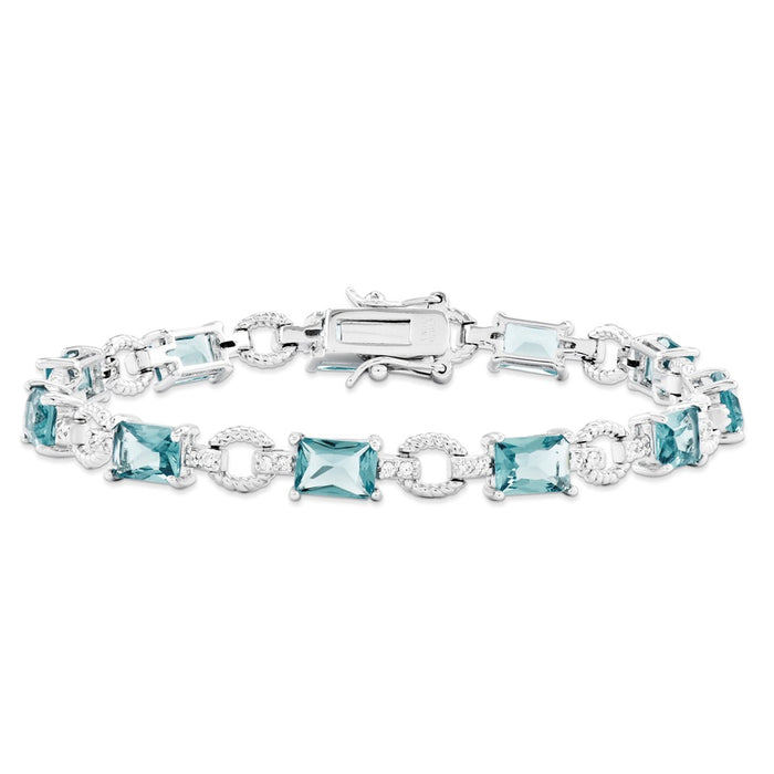Shop Stylish Rhodium-Plated Sterling Silver Bracelet, 7.5in, with CZ Accents-4