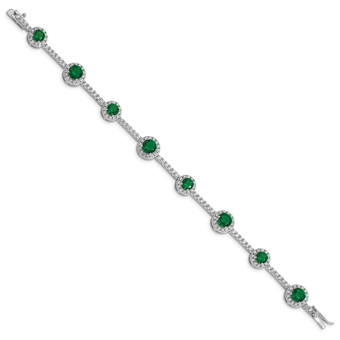 Shop Stylish Rhodium-Plated Sterling Silver Bracelet 7.25" with CZ Stones-2