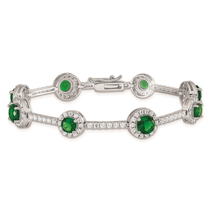 Shop Stylish Rhodium-Plated Sterling Silver Bracelet 7.25" with CZ Stones-4