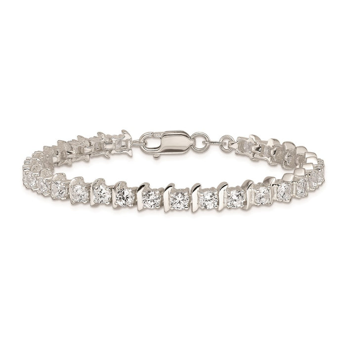 Buy Elegant Polished Sterling Silver Bracelet with CZ Accents - Stylish Value-3