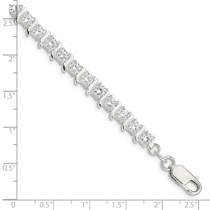 Buy Elegant Polished Sterling Silver Bracelet with CZ Accents - Stylish Value-4