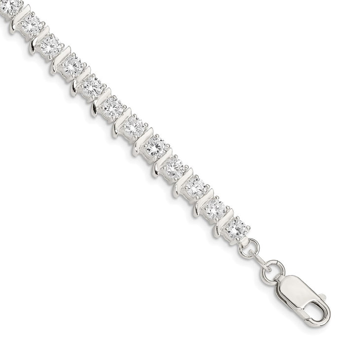 Buy Elegant Polished Sterling Silver Bracelet with CZ Accents - Stylish Value-1