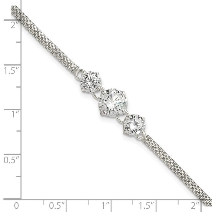 Exclusive 7.5-Inch Sterling Silver Three-Stone CZ Bracelet - Stylish Value-3