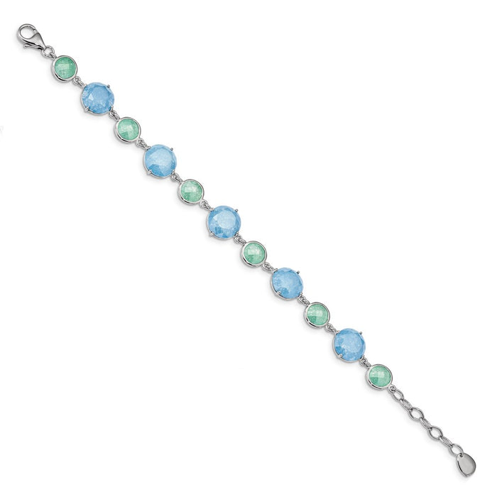 Shop Stylish Sterling Silver Rhodium-Plated CZ Bracelet, 7.25" + Extension-2