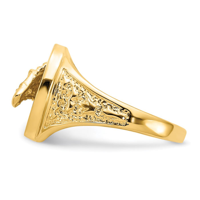 Buy Stylish 14K Gold Polished Horseshoe Pendant, 1.5" with Center Horse Design-3