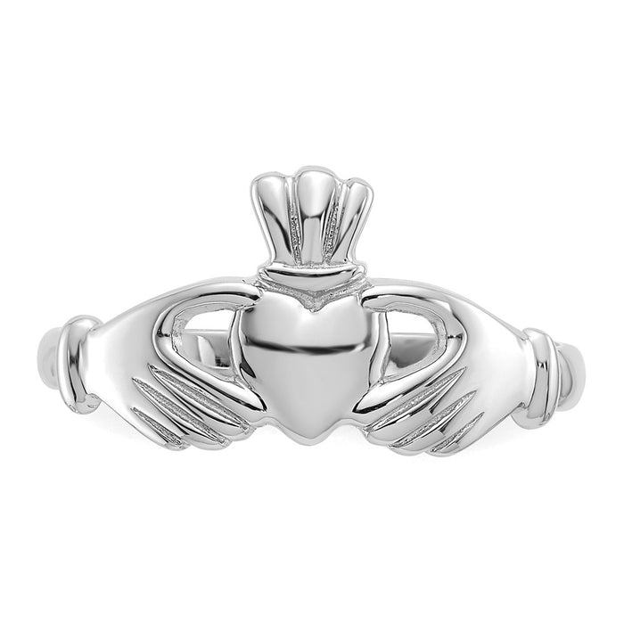 Shop Stylish 14K White Gold Claddagh Ring - High-Quality Design, Polished Finish-3