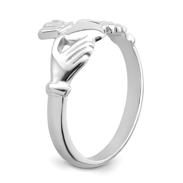 Shop Stylish 14K White Gold Claddagh Ring - High-Quality Design, Polished Finish-5