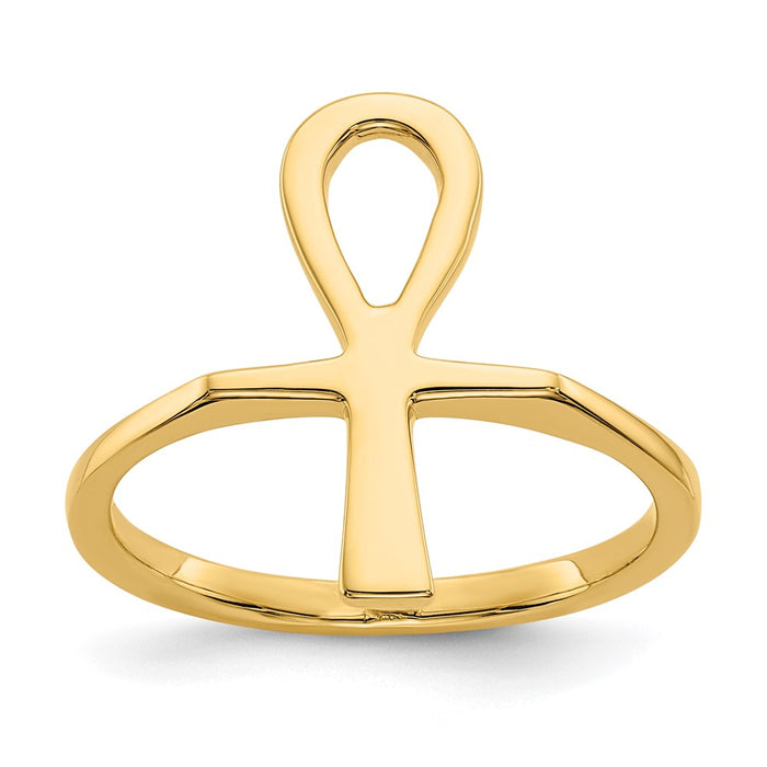 Shop Stylish 14K Gold Polished Ankh Egyptian Cross Ring - High-Quality Design-1
