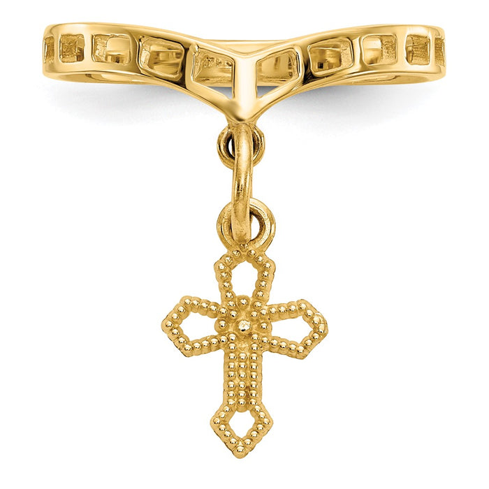 Buy Exclusive 14K Gold Polished Cross Dangle Charm Ring | Stylish Value at 0.85mm-4