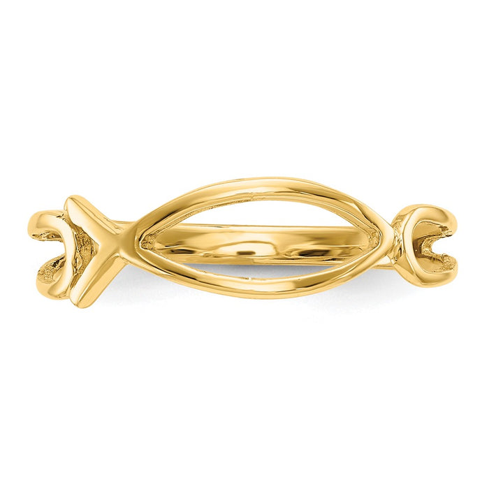 Shop Stylish 14K Gold Polished Ichthus Fish Ring | Exclusive Design, Affordable Price-4