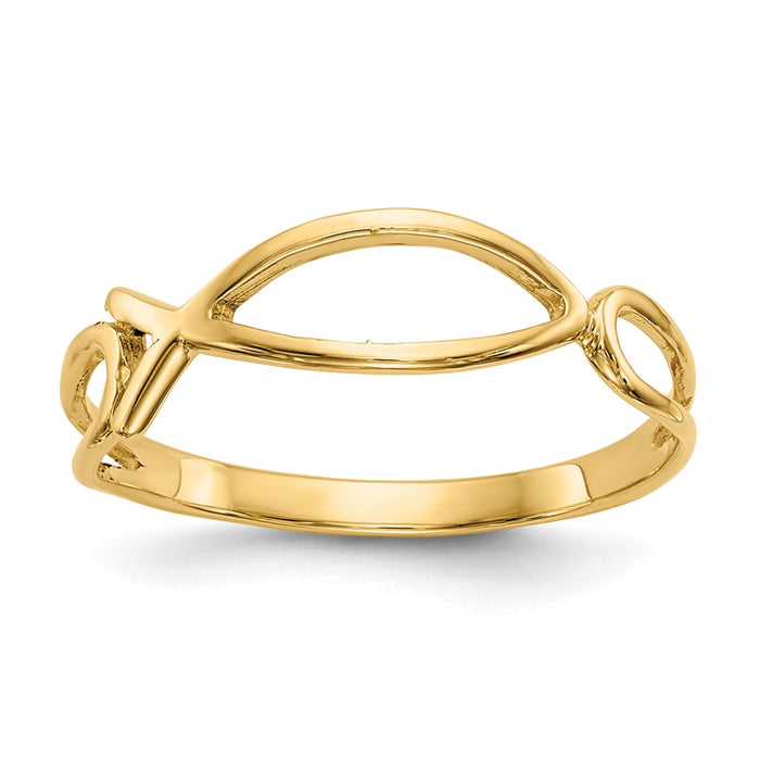 Shop Stylish 14K Gold Polished Ichthus Fish Ring | Exclusive Design, Affordable Price-1