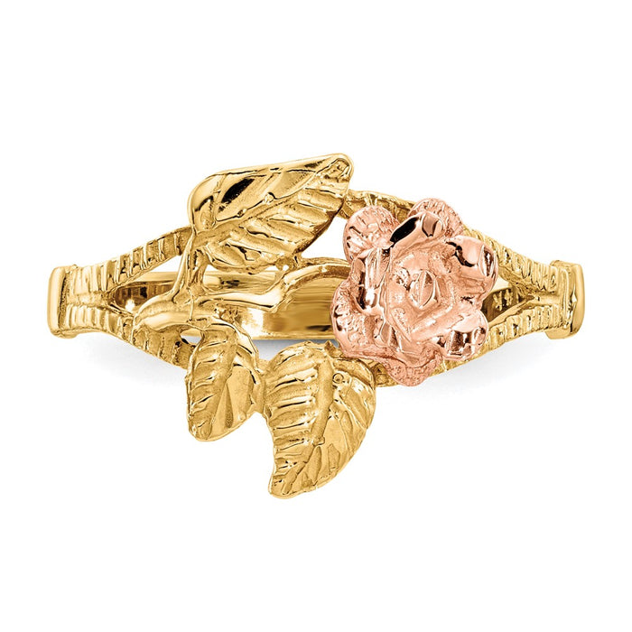 High-Quality 14K Two-Tone Rose Gold Diamond-Cut Ring | Stylish & Affordable-4