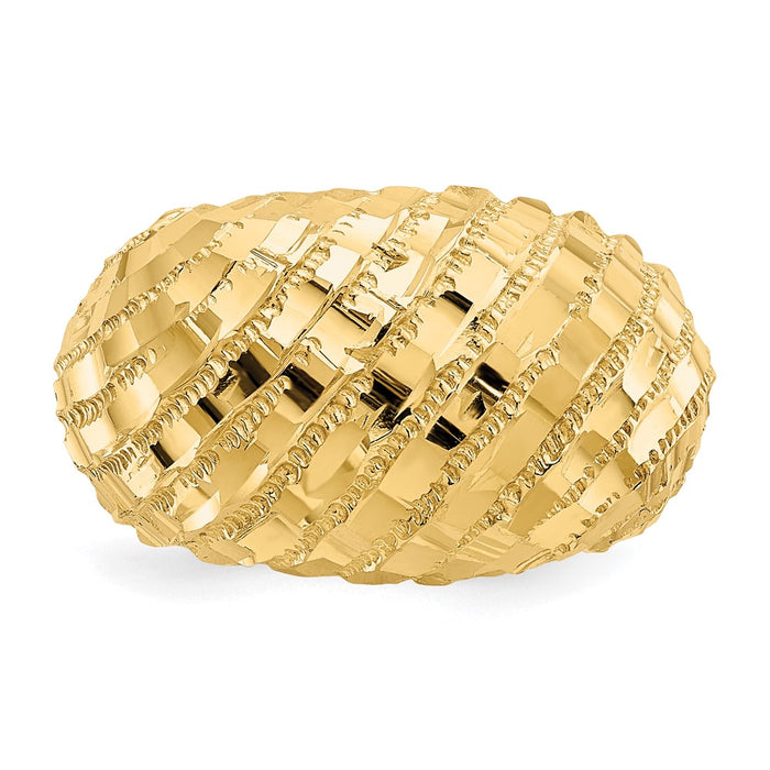 Exclusive 14K Diamond-Cut Domed Ring - Stylish Design, Affordable Luxury-4