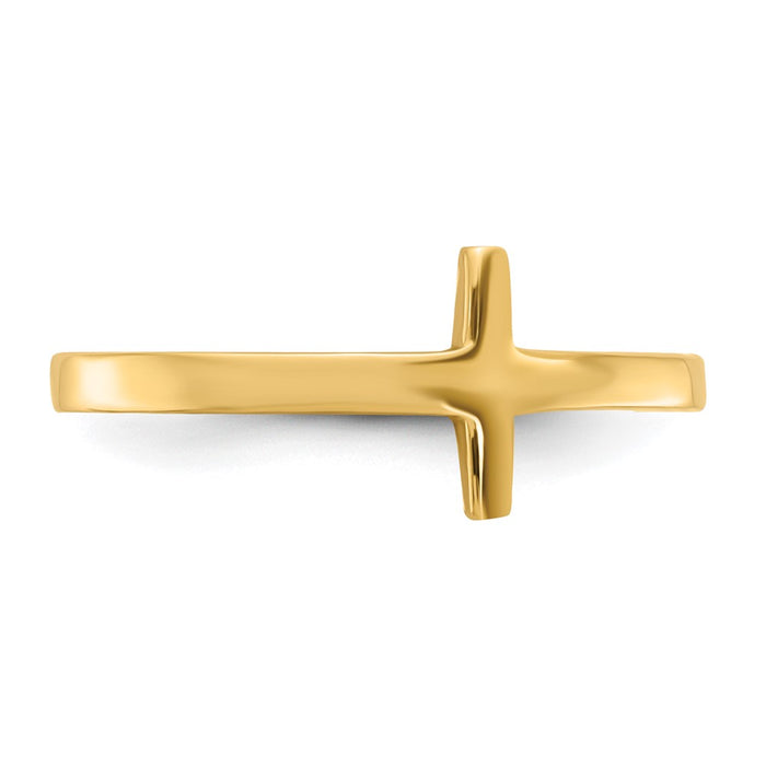 Exclusive 10K Yellow Gold Sideways Cross Ring - Stylish & Affordable Design-4