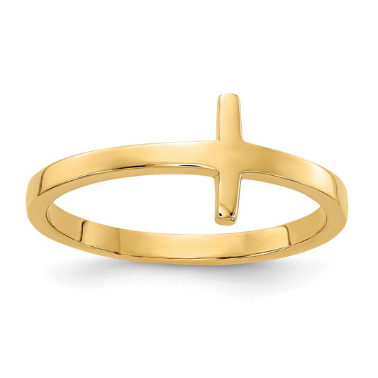 Exclusive 10K Yellow Gold Sideways Cross Ring - Stylish & Affordable Design