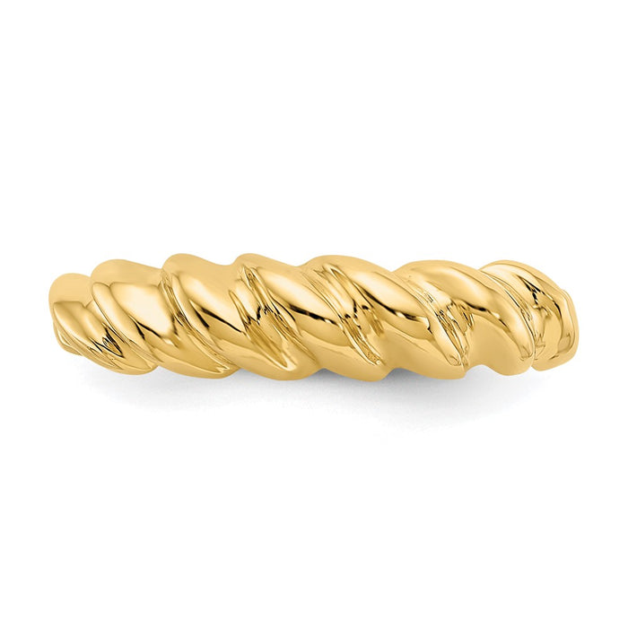 Buy Stylish 14K Gold Polished Twisted Dome Band Ring - Affordable Luxury-4