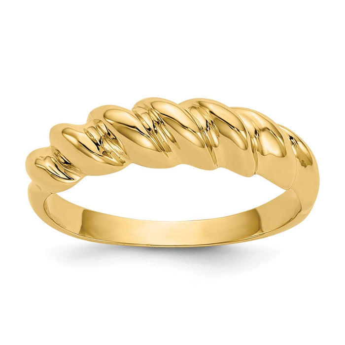 Buy Stylish 14K Gold Polished Twisted Dome Band Ring - Affordable Luxury-1