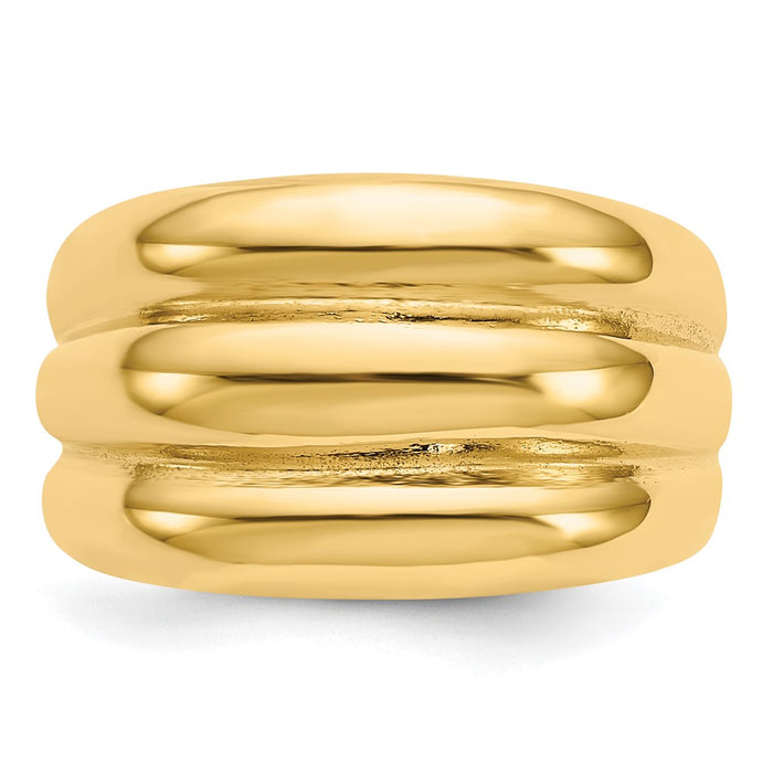 Exclusive 14K Gold Polished Scalloped Dome Band Ring - Stylish Luxury Value-4