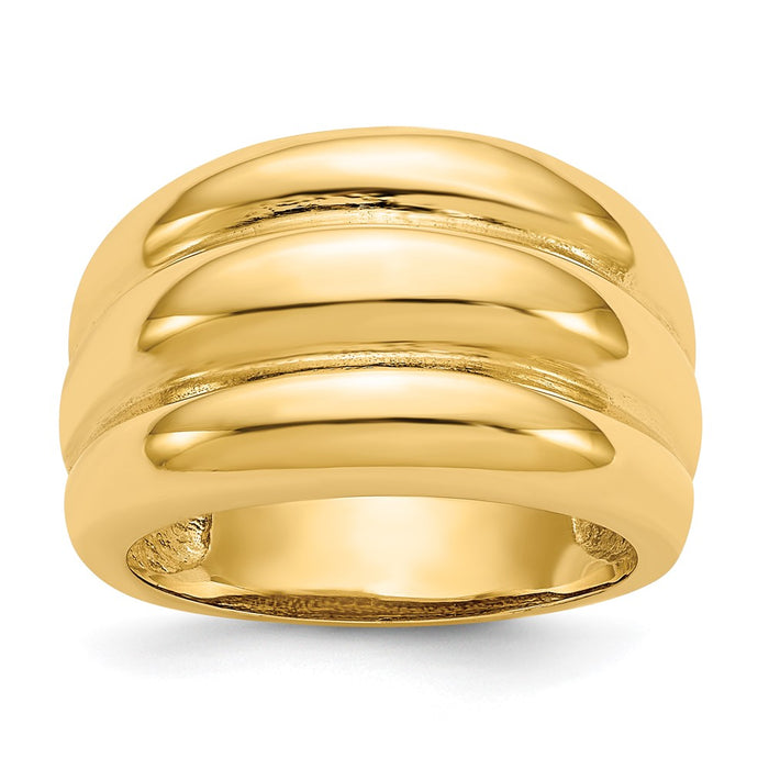 Exclusive 14K Gold Polished Scalloped Dome Band Ring - Stylish Luxury Value-1