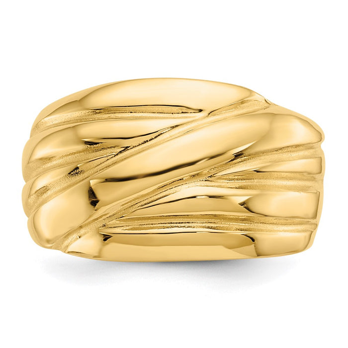 Buy Exclusive 14K Gold Polished Scalloped Dome Band Ring - Stylish Value!-4