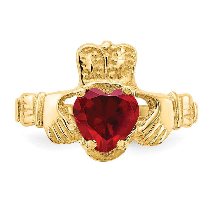 Exclusive 14K Gold Claddagh Ring with CZ - Stylish January Birthstone Design-4