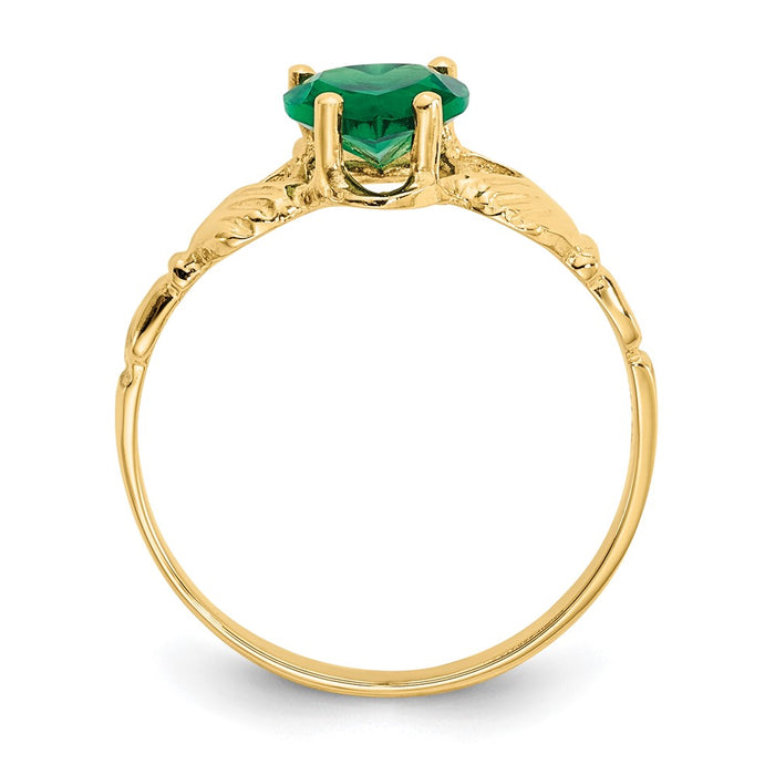 Shop Stylish 14K Gold May Birthstone Claddagh Ring with CZ - Affordable Luxury!-2