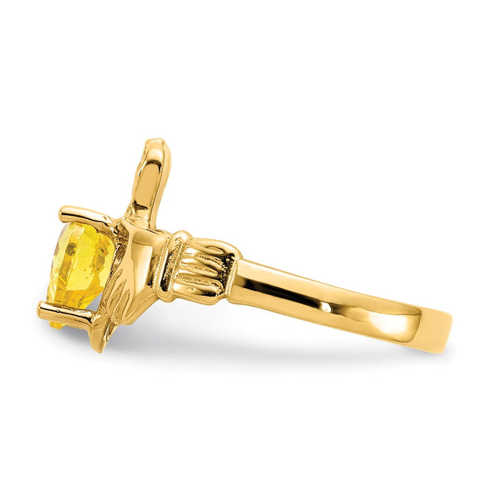 High-Quality 14K Gold Claddagh Ring with CZ - Stylish November Birthstone Value-3