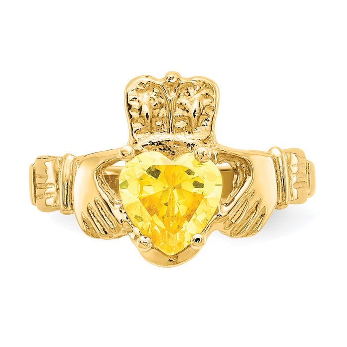 High-Quality 14K Gold Claddagh Ring with CZ - Stylish November Birthstone Value-4