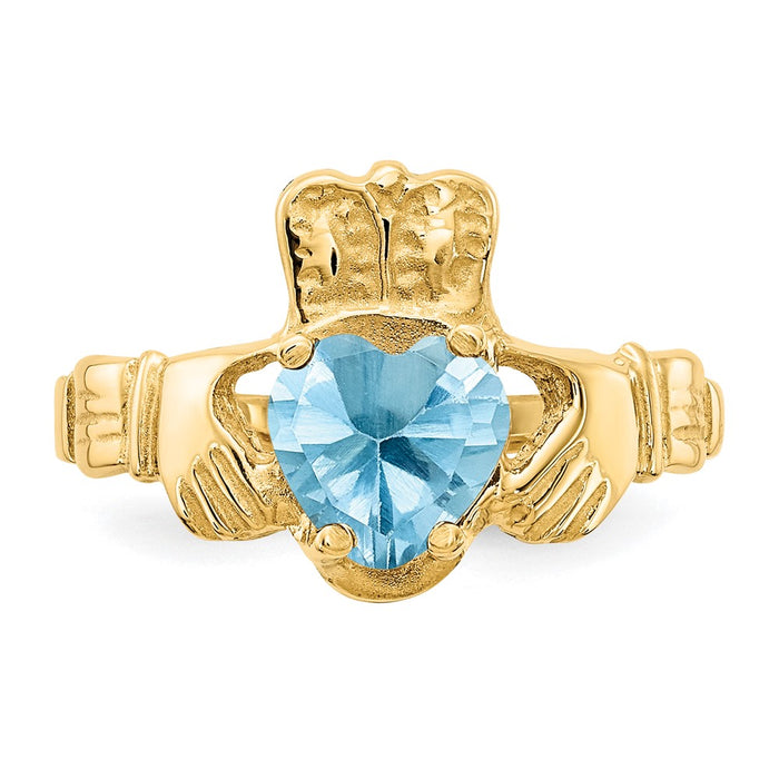 Exclusive 14K Gold December Birthstone Claddagh Ring - Stylish CZ Design-4