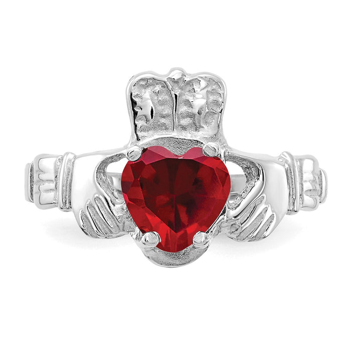 Buy Stylish 14K White Gold Claddagh Ring with January CZ Birthstone, 6.5g-4