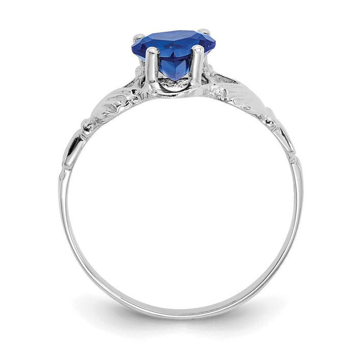 Shop Exclusive 14K White Gold Claddagh Ring with 2ct September CZ Birthstone-2