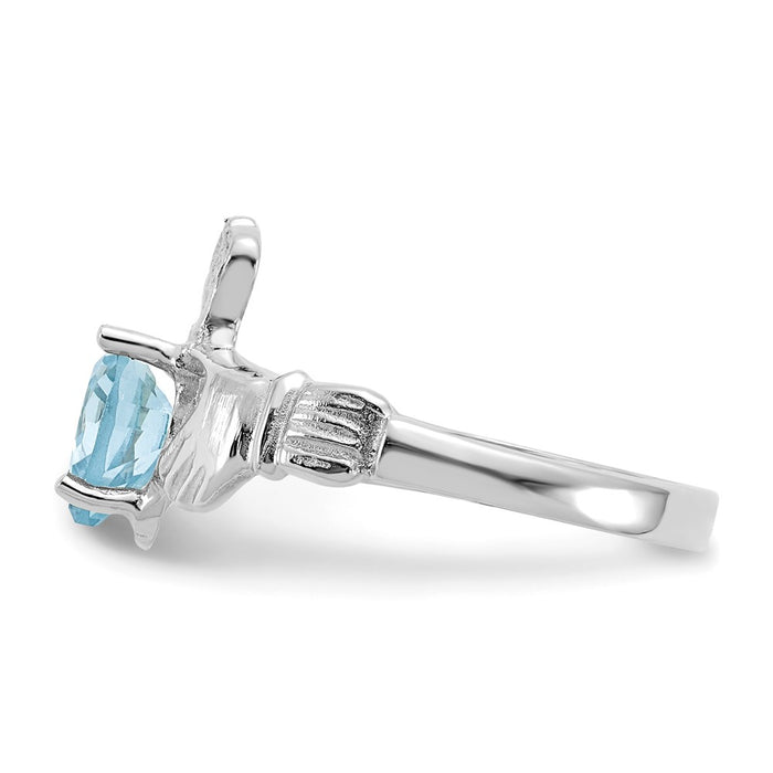 Exclusive 14K White Gold Claddagh Ring with December CZ Birthstone - Stylish Value!-3
