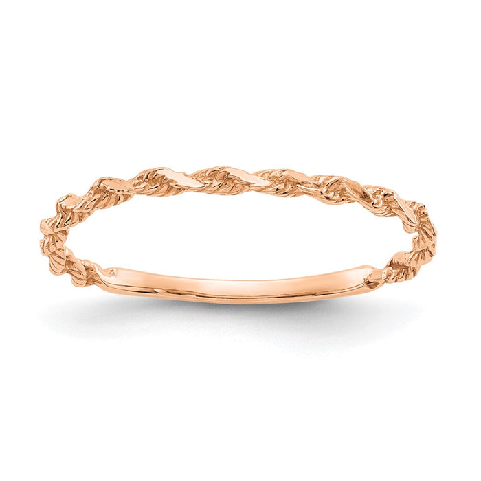 Buy 14K Rose Gold Diamond-Cut Textured Rope Design Band Ring - Stylish Value-1