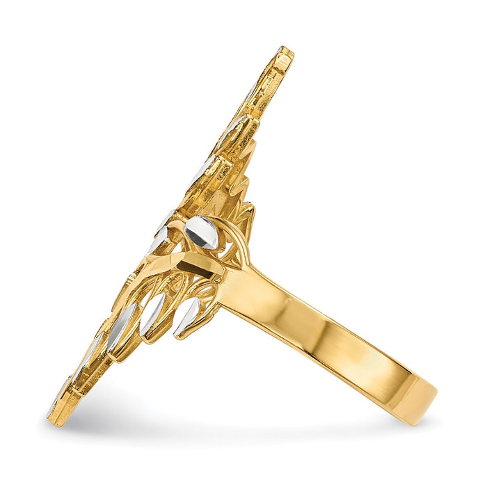 Exclusive 14K White Gold Diamond-Cut Leaf Design Ring - Affordable Luxury-3