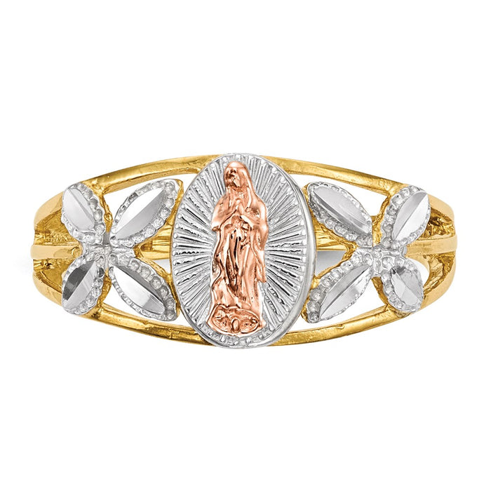 Shop 14K Two-Tone Our Lady of Guadalupe Ring - Stylish Rhodium Finish-3