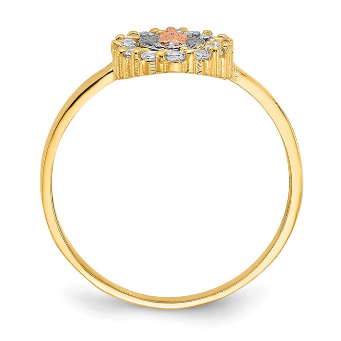 Exclusive 14K Two-Tone White Rhodium CZ Lady of Guadalupe Ring - Stylish Value!-2