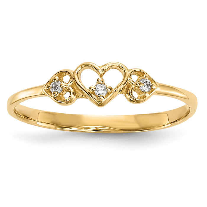 Shop Stylish 14K Gold Triple Heart CZ Ring | Affordable Luxury Jewelry-1
