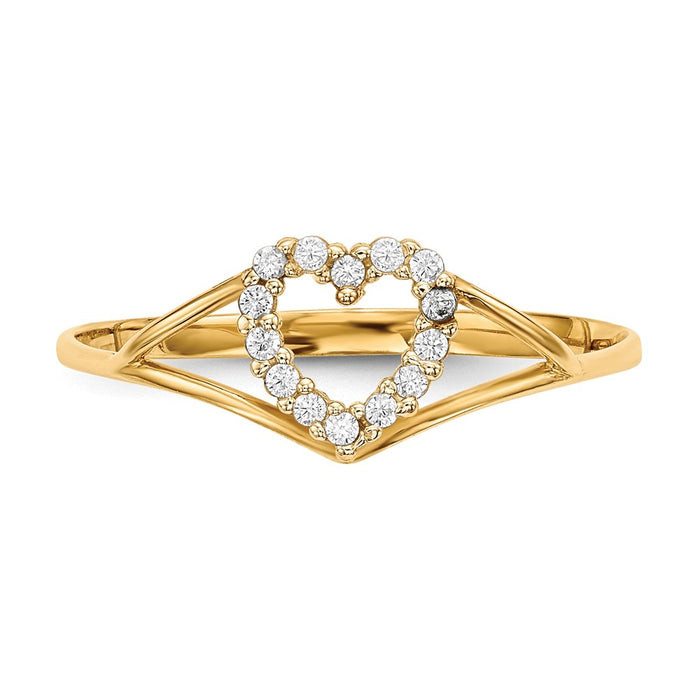 Exclusive 14K Gold Heart-Shaped CZ Ring - Stylish Design, Affordable Luxury-3