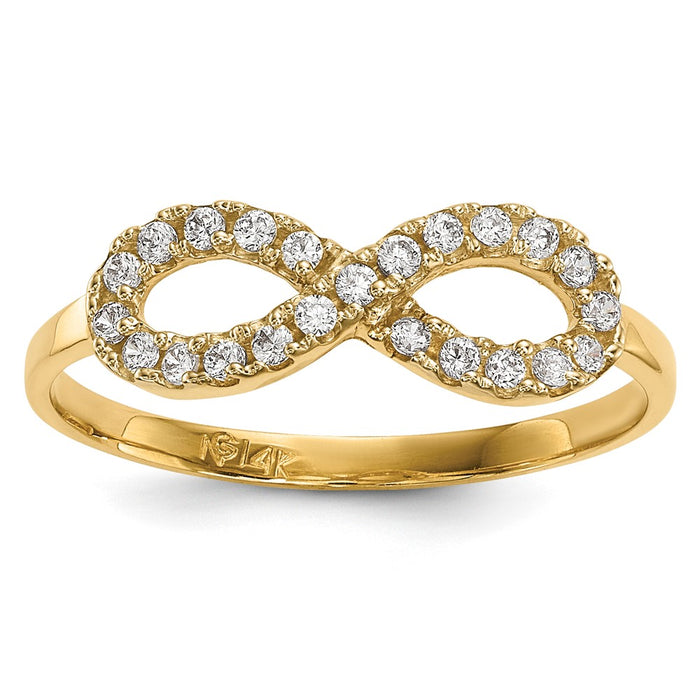 Buy 14K Gold Infinity Symbol Ring, 0.85mm, Stylish Cubic Zirconia Gemstone-1