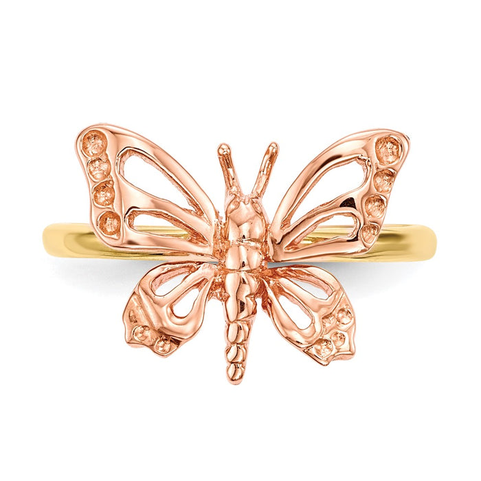 Buy 14K Two-Tone Polished Butterfly Ring | Stylish Luxury Jewelry-3