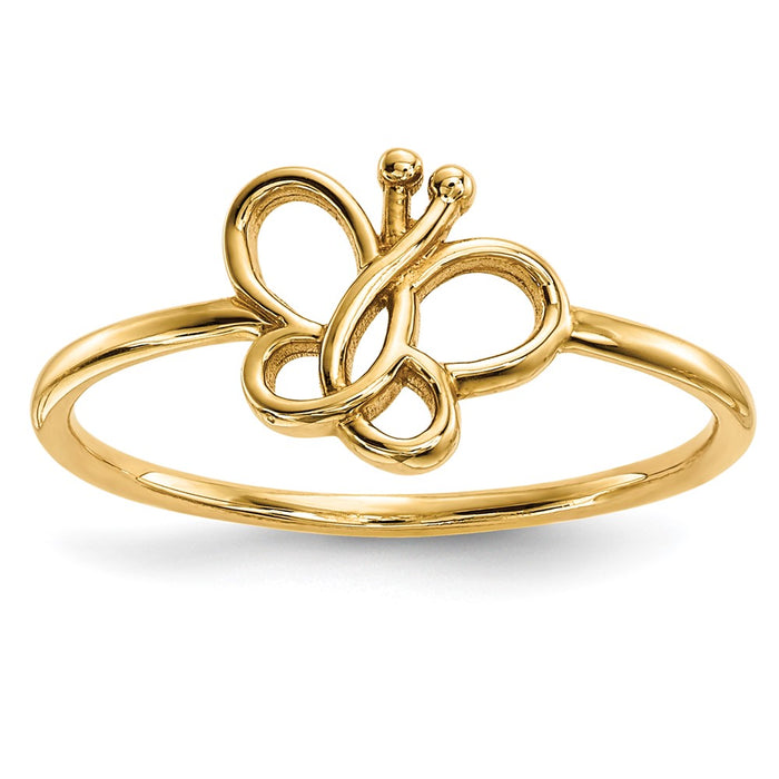 Exclusive 14K Gold Polished Butterfly Ring - Stylish Design, Affordable Luxury-1