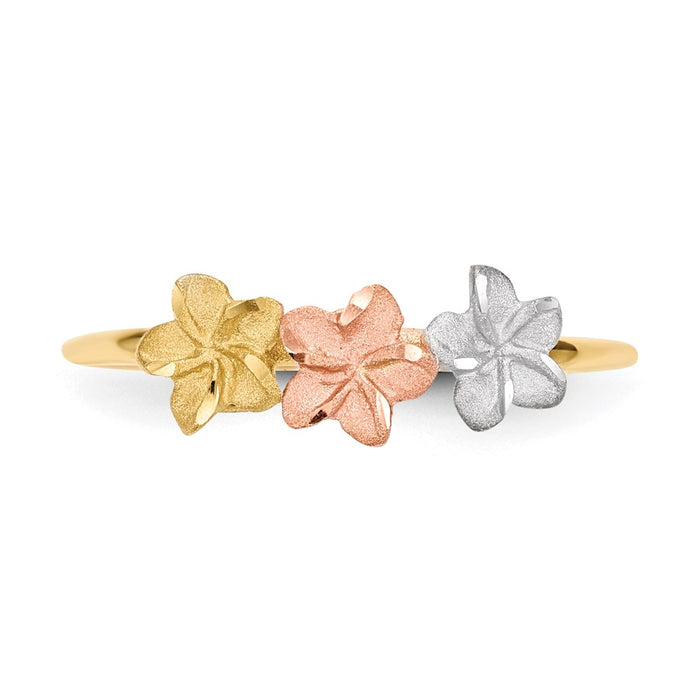Buy Stylish 14K Two-Tone Flower Ring with White Rhodium Finish - 3 Designs-3
