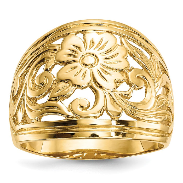 Shop 14K Gold Floral Design Ring - Stylish & High-Quality Jewelry Piece-1