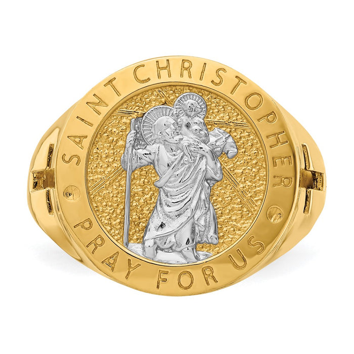 Buy Stylish 14K White Gold Rhodium-Plated Saint Christopher Ring - Value & Quality-4