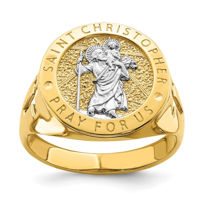 Buy Stylish 14K White Gold Rhodium-Plated Saint Christopher Ring - Value & Quality-1