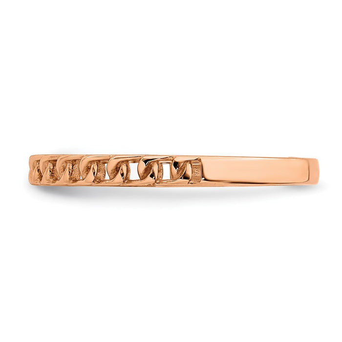 High-Quality 14K Rose Gold Interlocking Link Ring - Stylish and Affordable Design-3