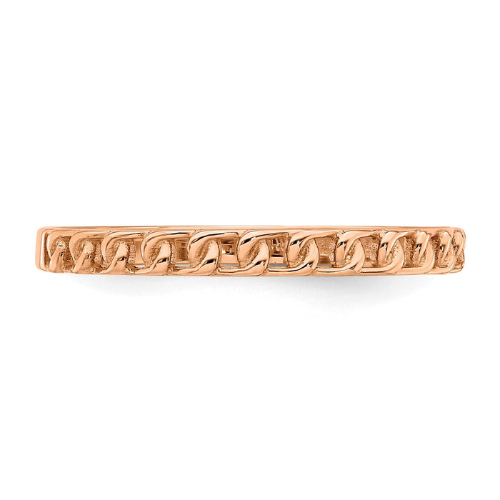 High-Quality 14K Rose Gold Interlocking Link Ring - Stylish and Affordable Design-4